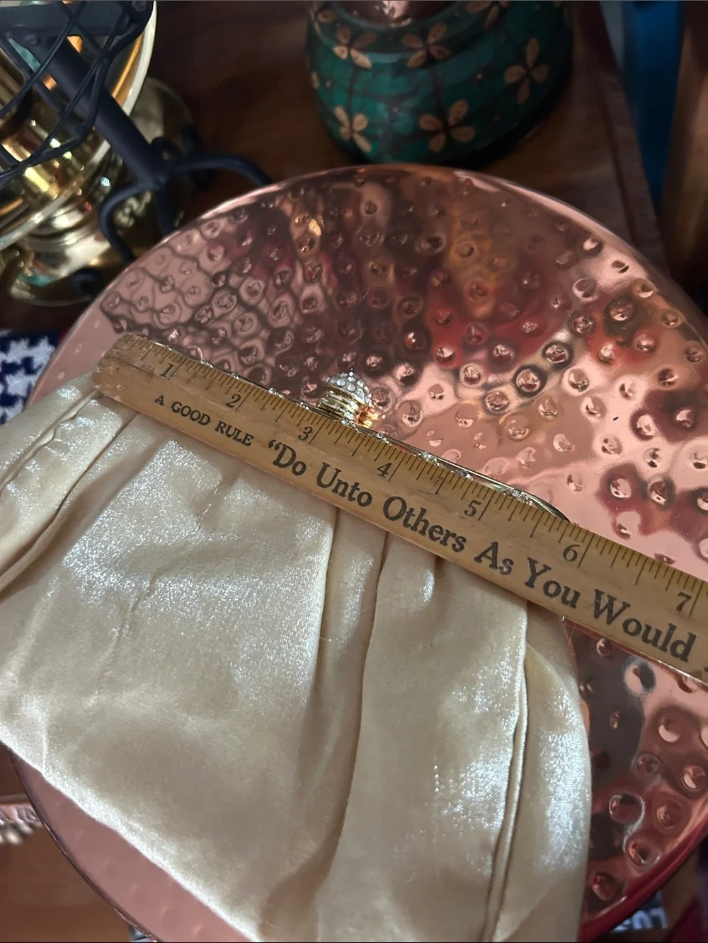 Elegant Cream Satin Evening Clutch with Gold Hardware